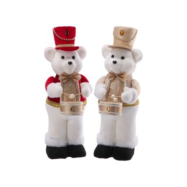 ORSO CON TAMBURO H42CM ORO/ROSSO..