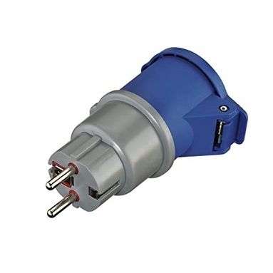 ADATTATORE PRESA CEE 16A CON SPINA SCHUKO IP44 BLU