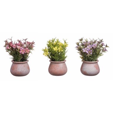 VASO ROSA CON FIORI D.11XH22CM IN 3 COLORI ASSORTI