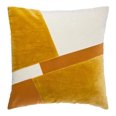 CUSCINO PATCH 40X40CM OCRA IN VELLUTO IN COTONE E