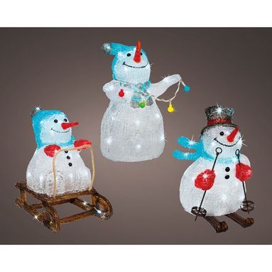 PUPAZZO DI NEVE IN SLITTA 30 LED BIANCO FREDDO.