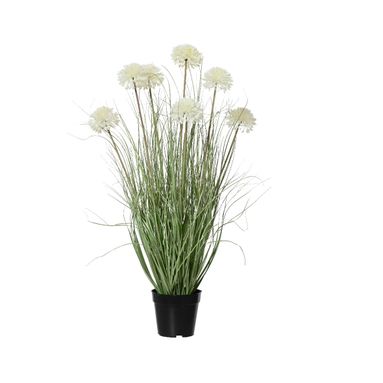 VASO CON TARASSACO 40X40XH85CM IN PVC BIANCO.