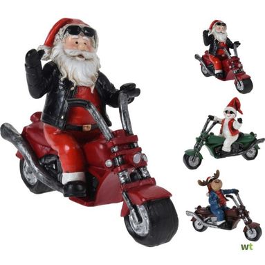 PERSONAGGIO NATALIZIO IN MOTO 18CM 3 MODELLI.