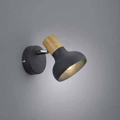SPOT E14 LATIKA H18CM NERO/LEGNO