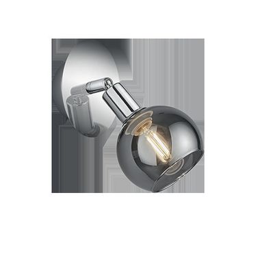 SPOT SINGOLO BREST E14 H12CM CROMO/VETRO FUME'