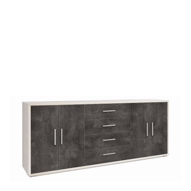 MOBILE 4 ANTE 4 CASSETTI KIT 203X41XH84CM STRUTTURA OSSIDO BIANCO FRONTALE OSSIDO NERO