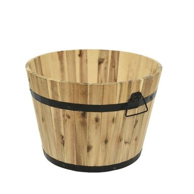 FIORIERA TONDA D.46XH32CM EFFETTO BOTTE DI LEGNO