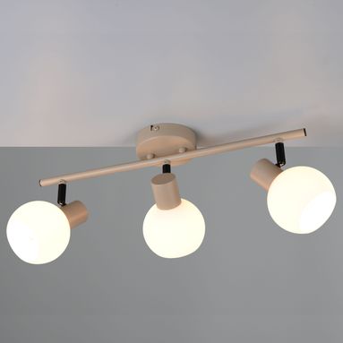BARRA 3 SPOT E14 BOBA 45CM BEIGE/VETRI BIANCHI