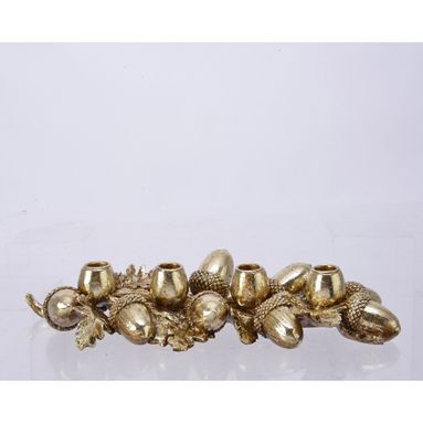 PORTACANDELA ORO 4 POSTI CON GHIANDE H44CM