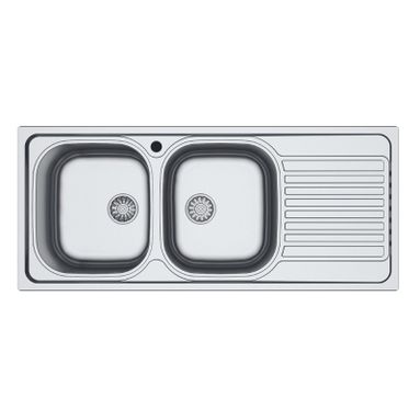 LAVELLO INOX INCASSO 116X50CM 2 VASCHE CON GOCCIOL