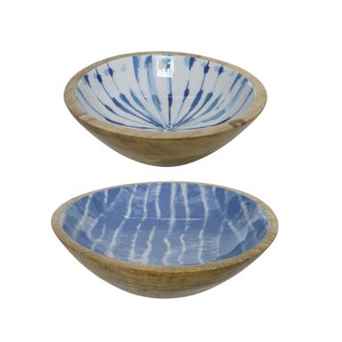 CIOTOLA DECORATIVA IN LEGNO D.20XH7CM BIANCO / AZZ