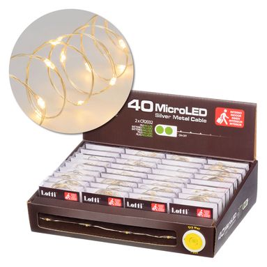 CATENA 40 MICROLED BIANCO CALDO 4M A BATTERIA