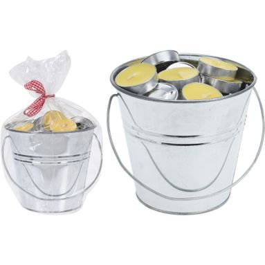 SECCHIO CON 50 TEALIGHT ALLA CITRONELLA