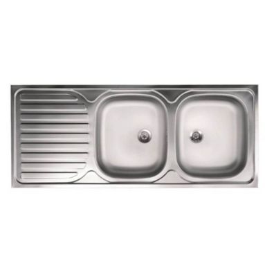 LAVELLO INOX APPOGGIO 120X50CM 2 VASCHE CON GOCCIO