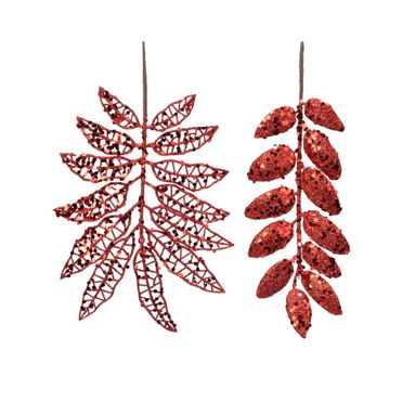 FOGLIA IN PLASTICA GLITTERATA ROSSA CON PAILETTES.
