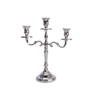 CANDELABRO IN ALLUMINIO SMALTATO LUCIDO SILVER H30