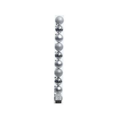SFERE NATALIZIE 6CM ARGENTO 10PZ IN TUBO.