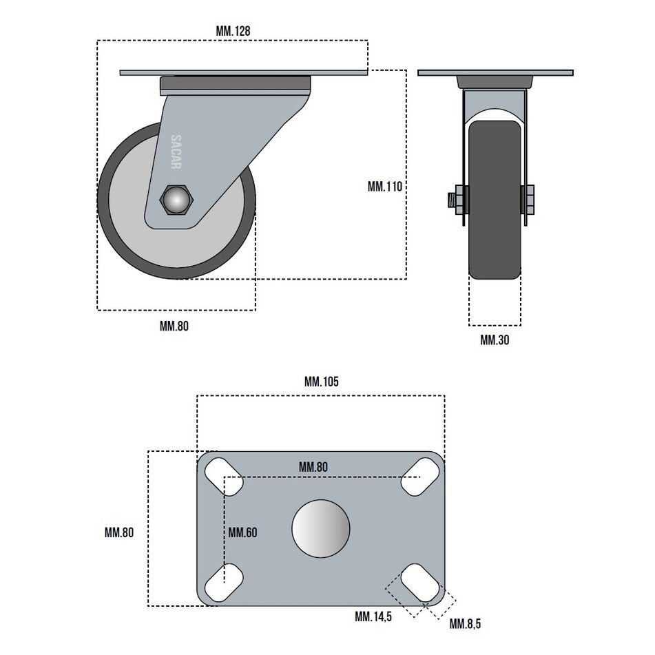 ruota-gomma-termoplastica-girevole-mm-dot-80