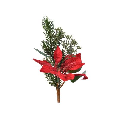 POINSETTA INNEVATA 25CM CON FIOCCO ROSSO.
