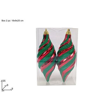 SET 2 APPENDINI OVALI 25CM ROSSO/VERDE