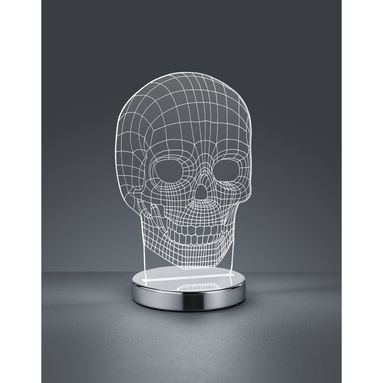 LAMPADA LED DA TAVOLO SKULL 7W H22CM CROMO.
