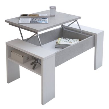 TAVOLO BASSO ANDREA 100X50XH43CM BIANCO/CEMENTO