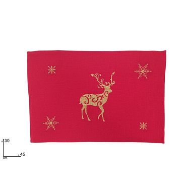 TOVAGLIETTA NATALIZIA ROSSA RENNA ORO 30X45 CM