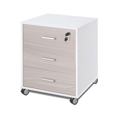 CASSETTIERA 3 CASSETTI 50X41XH70CM STRUTTURA BIANCO FIAMMATO FRONTALE OLMO CHIARO