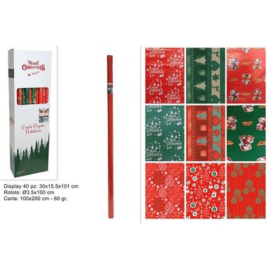 ROTOLO CARTA REGALO NATALIZIA 100X200CM