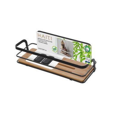 MENSOLA 1 RIPIANO HAITI 27X10XH9CM NERO / BAMBU.