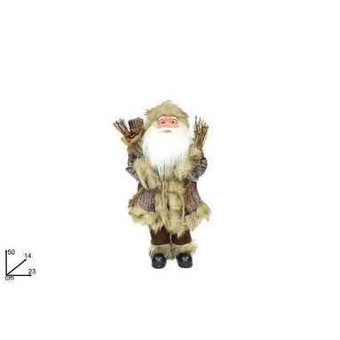 BABBO NATALE 50CM TESSUTO COUNTRY CON TRONCHI