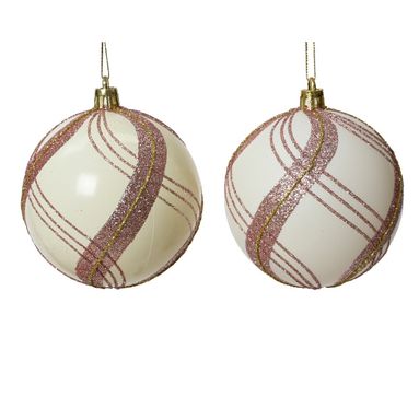 SFERA NATALIZIA 8CM BIANCO CREMA FASCIATA