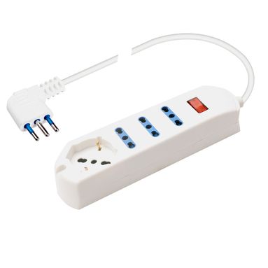 MULTIPRESA 3 PRESE 10/16A 1 SCHUKO 10/16A BIANCA