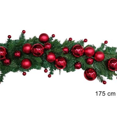 GHIRLANDA 175CM CON PALLE COLORATE ROSSE