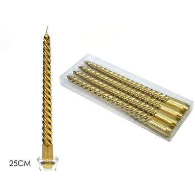 SET 4 CANDELE TORCIGLIONI 25 CM ORO