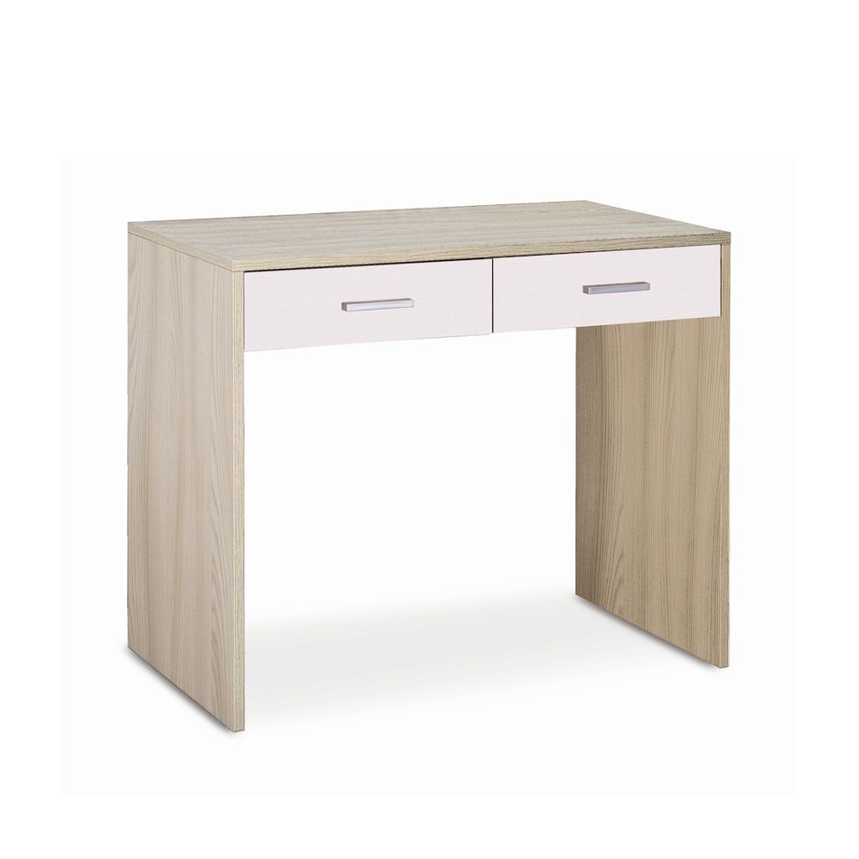 scrivania-2-cassetti-l90-in-kit-91x55xh76cm-struttura-olmo-chiaro-frontale-bianco-fiammato
