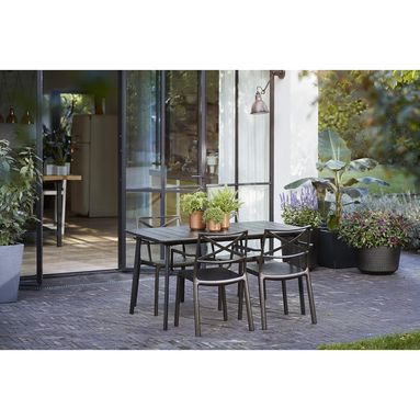 SET TAVOLO METALEA CON 4 POLTRONE METALIX BRONZO.