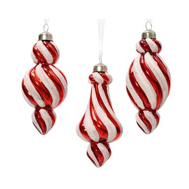 APPENDINO SPIRALE 12CM ROSSO/BIANCO IN VETRO..