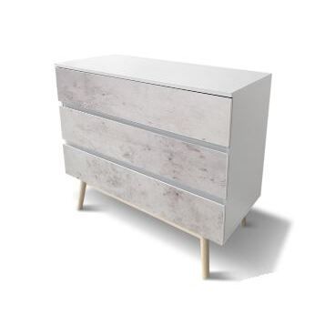CASSETTIERA APOLLO 100X45XH80CM CEMENTO/BIANCO