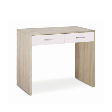 SCRIVANIA 2 CASSETTI L90 IN KIT 91X55XH76CM STRUTTURA OLMO CHIARO FRONTALE BIANCO FIAMMATO