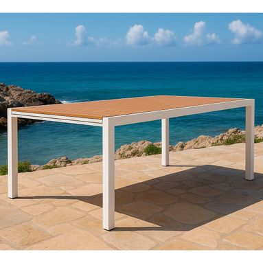 TAVOLO POLYWOOD 200-300X100XH75CM BIANCO DOGATO