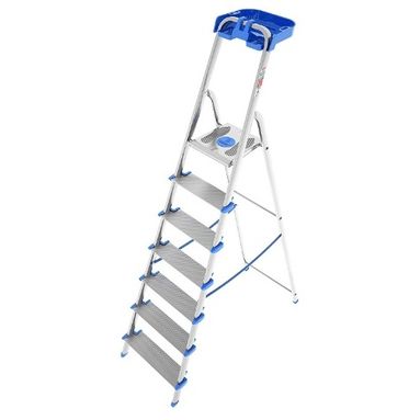 SCALA IN ALLUMINIO 7 SCALINI CON PORTAOGGETTI