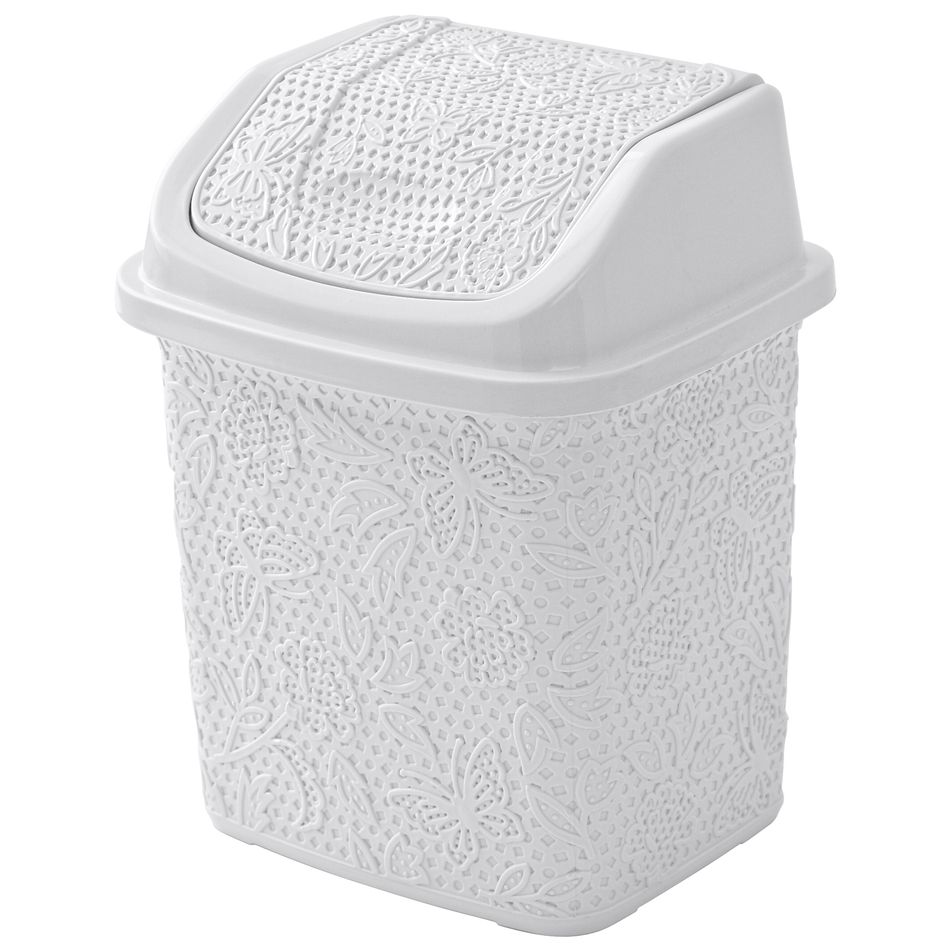 pattumiera-plastica-flower-5-dot-5lt-bianco