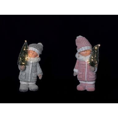 BIMBO CON ALBERELLO E LED H37CM IN 2 MODELLI.