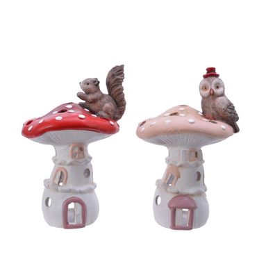 PORTATEALIGHT A FUNGHETTO CON SCOIATTOLO/GUFO.