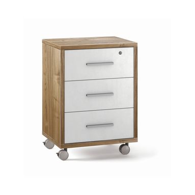 MOBILE 3 CASSETTI SU RUOTE 51X41XH71CM STRUTTURA NOCE STELVIO FRONTALE OSSIDO BIANCO