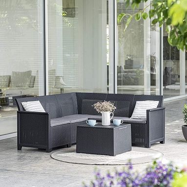 SET DIVANO ANGOLARE EMMA 172X172XH74CM GRAFITE