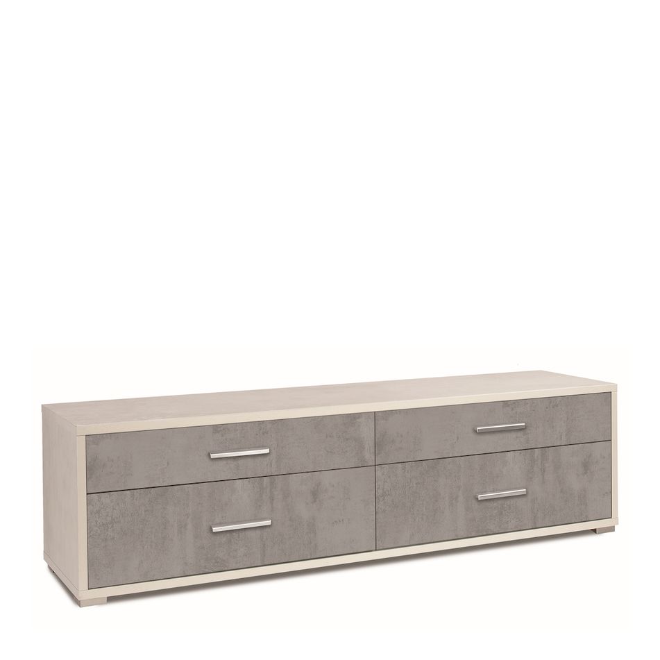 mobile-4-cassetti-kit-179x47xh50cm-struttura-ossido-bianco-frontale-cemento