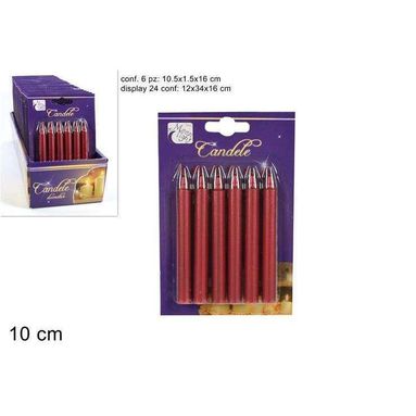 SET 6 MINICANDELE METALLIZZATE ROSSE.