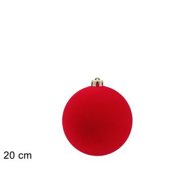 SFERA NATALIZIA FLOCCATA ROSSA 20CM